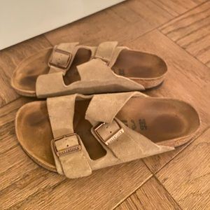 Birkenstock Arizona slide in leather taupe